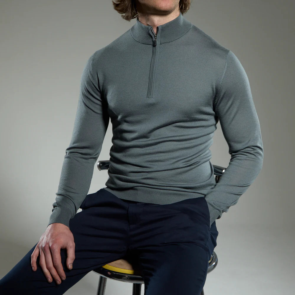 Malenzo Slim Fit ‘Amalfi’ 1/4 Zip - Grey